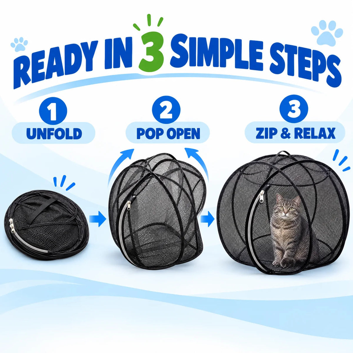 🐱 Pop-Up Cat Playpen – Breathable Mesh Enclosure for Indoor & Outdoor Fun