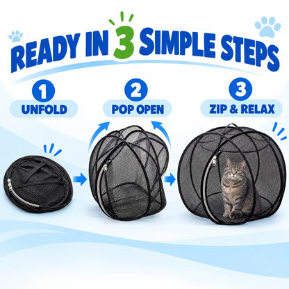 🐱 Pop-Up Cat Playpen – Breathable Mesh Enclosure for Indoor & Outdoor Fun