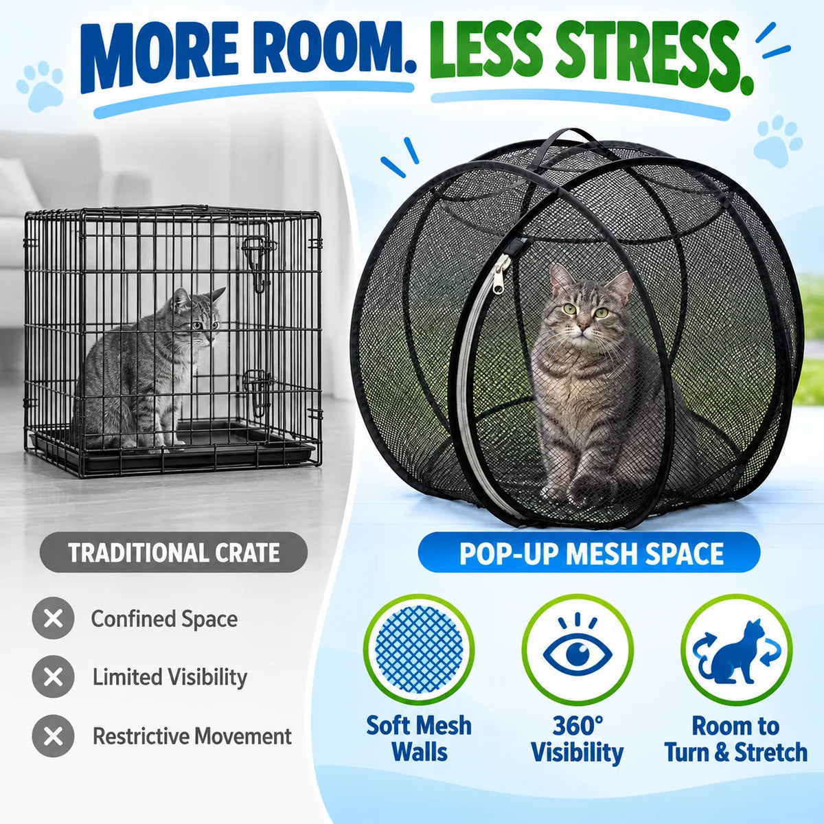🐱 Pop-Up Cat Playpen – Breathable Mesh Enclosure for Indoor & Outdoor Fun