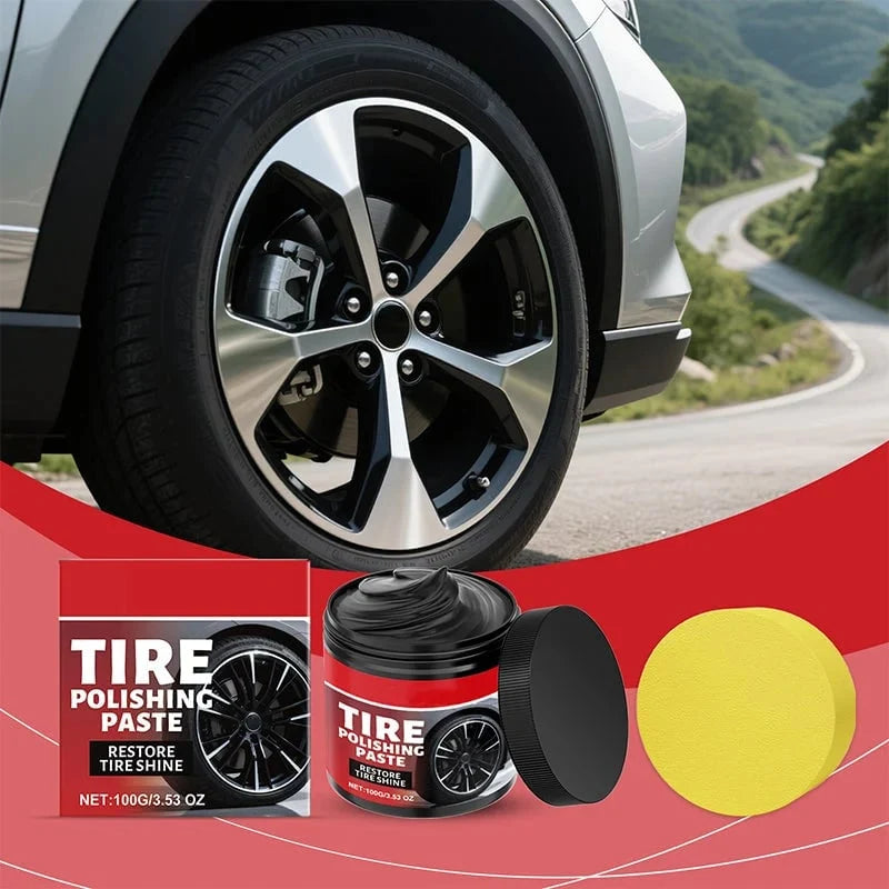 ✨ Tire Shine Balm with Sponge – Deep Black Tire Finish