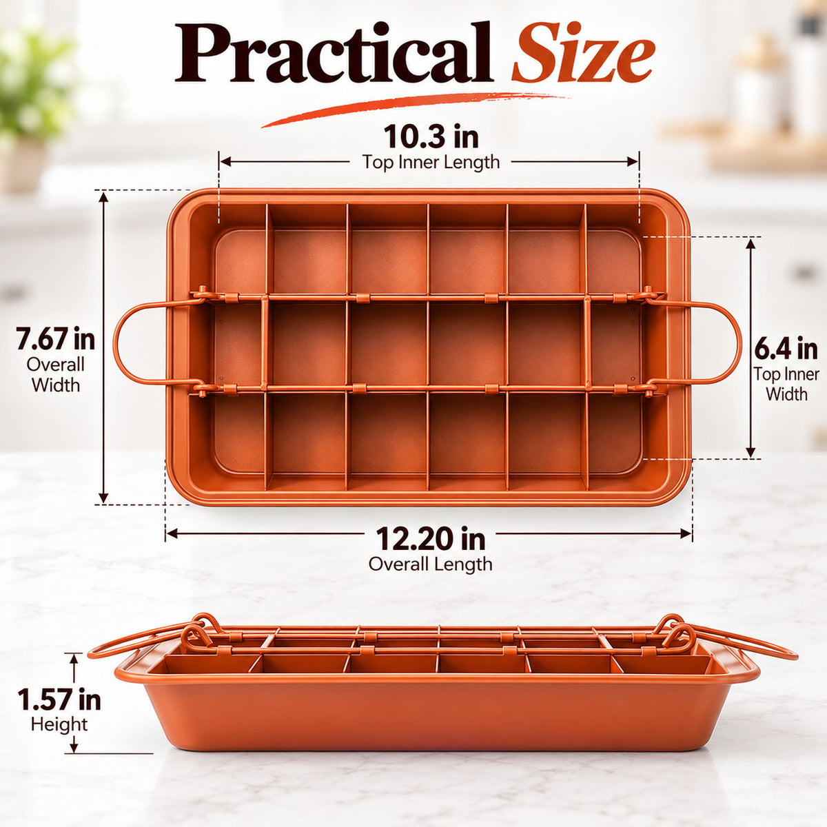 18-Cavity Brownie Pan 🍫 – Nonstick Steel with Removable Dividers