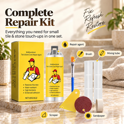 🔥Quick-Drying Tile Repair Glue - Complete Tool Kit for DIY – Fix Cracks Permanently in Minutes!✨