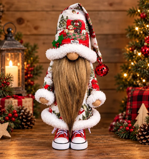 🎄 Festive Dwarf Couple Long Beard & Braided Hair Christmas Figurines