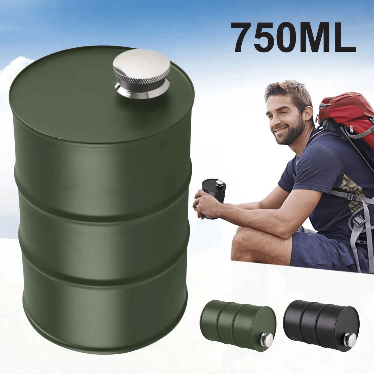 🛢️🥃 Portable Barrel-Style Whisky Flagon – Leak-Proof Storage for Camping & Travel