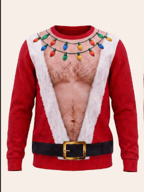 Men's Funny 3D Fake Cleavage Ugly Christmas Sweate