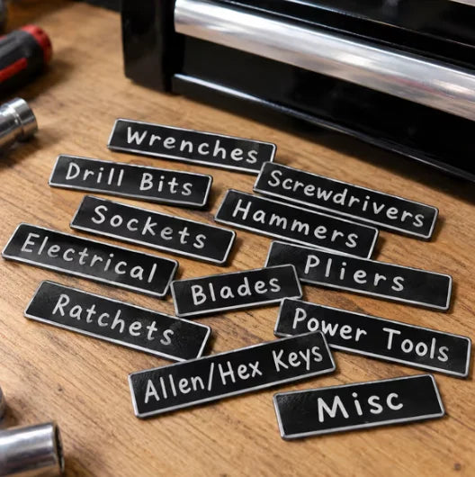 Custom Premium Magnetic Toolbox Labels for Tool Organization - 12 Pack of High Quality 3D Printed Personalized Magnets