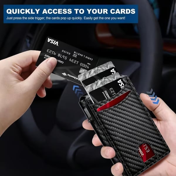 🔥🔥Wallet for Men - with Pop Up Aluminum Case Slim Slots Credit Card Holder RFID Blocking Bifold Minimalist Wallet