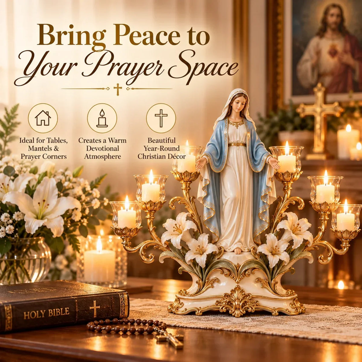 ✨🕯️ Light Of His Presence — Sacred Christian Candleholder ✝️🤍