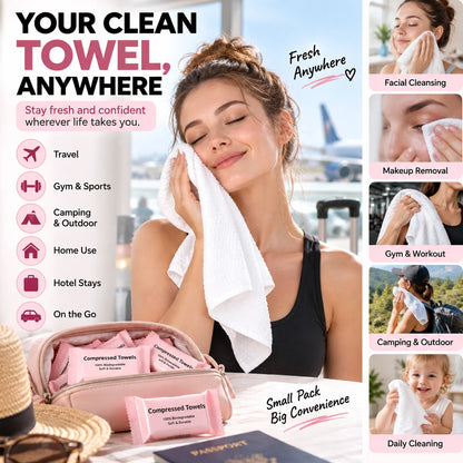 30-Pack Disposable Compressed Towels – Soft, Absorbent & Travel-Friendly