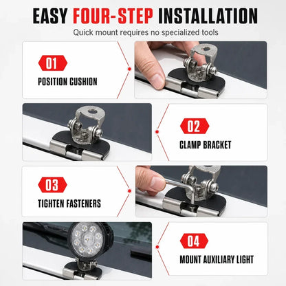 🔥1 Pair Car Engine Hood LED Light Bar Mounting Brackets Clamp Holders for Work Lights Modification