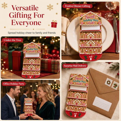 Handcrafted Waterfall Christmas Greeting Card Booklet - Unique Pull-tab Interactive Holiday Card With 5 Pull-down Panels