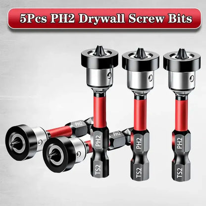 🔩5pcs Drywall Bit Attachment , PH2 Magnetic Drywall Screwdriver Bits