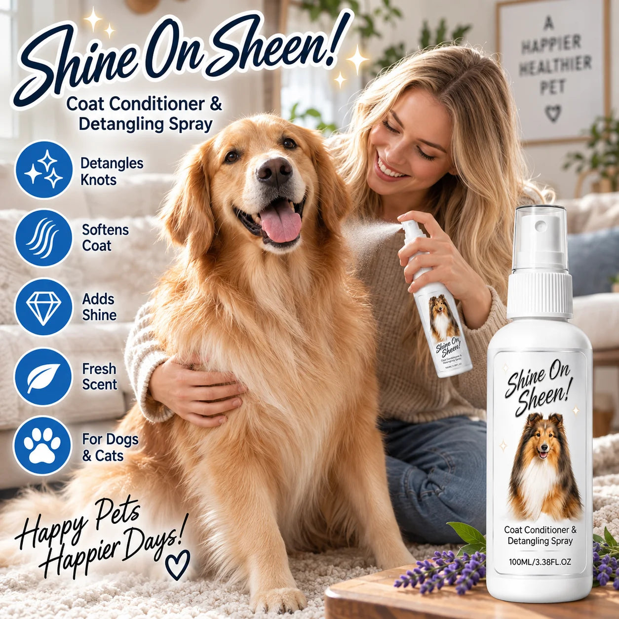 Pet detangling and conditioning spray 100ml product image