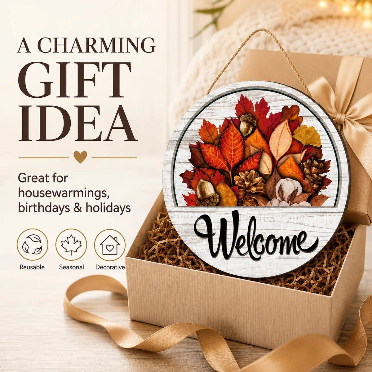🔥 49% Off Today | 16-Piece Seasonal Welcome Door Sign with Interchangeable Accents 🏡