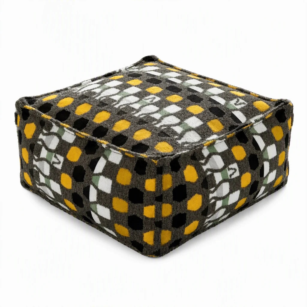 Unstuffed Square Pouf Cover | Storage Ottoman Slipcover for Living Room, Bedroom & Clothes Storage, Washable 45x45x23cm