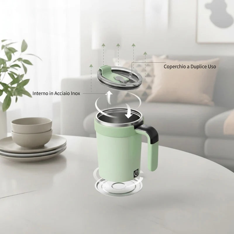 Automatic mixing cup with smart temperature display