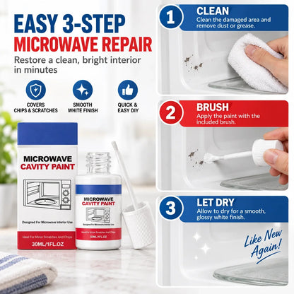 Microwave Cavity Paint – High-Gloss White Microwave Interior Repair Paint With Built-In Brush