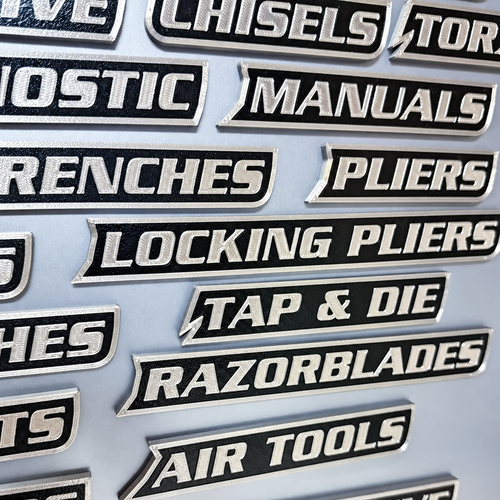 Custom Premium Magnetic Toolbox Labels for Tool Organization - 12 Pack of High Quality 3D Printed Personalized Magnets