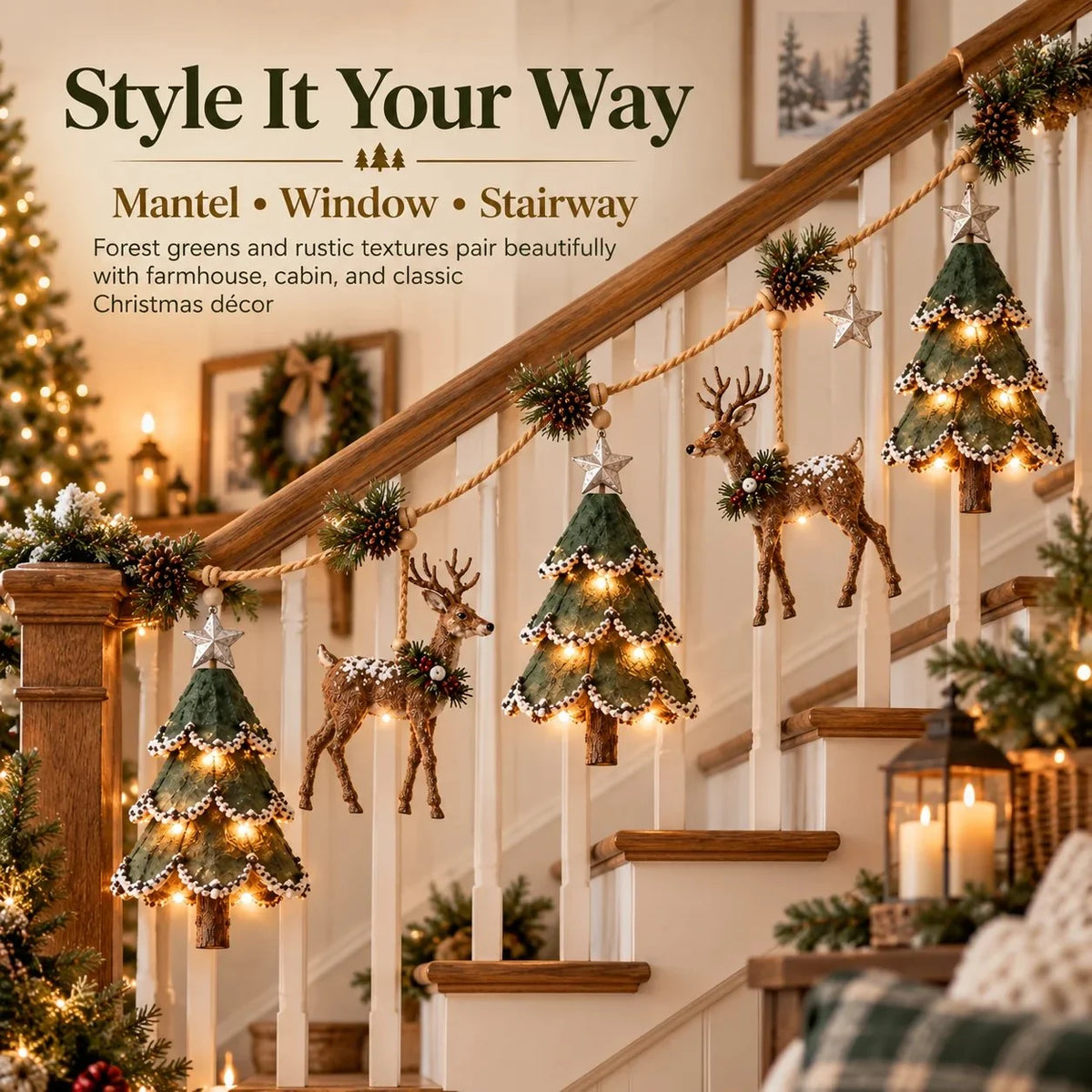 ⏰ LAST DAY 49% OFF - 🦌 Lighted Woodland Christmas Garland