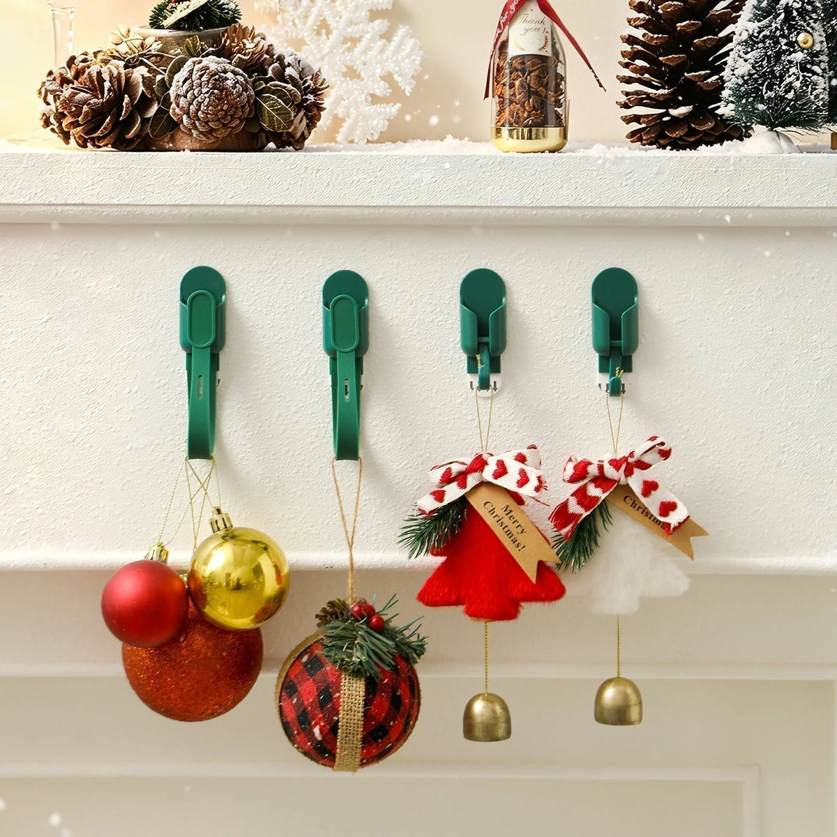 ⏰ Silicone Christmas Wreath Ties & Traceless Hooks – Reusable, Damage-free Holiday Decor Hanging Kit ✨