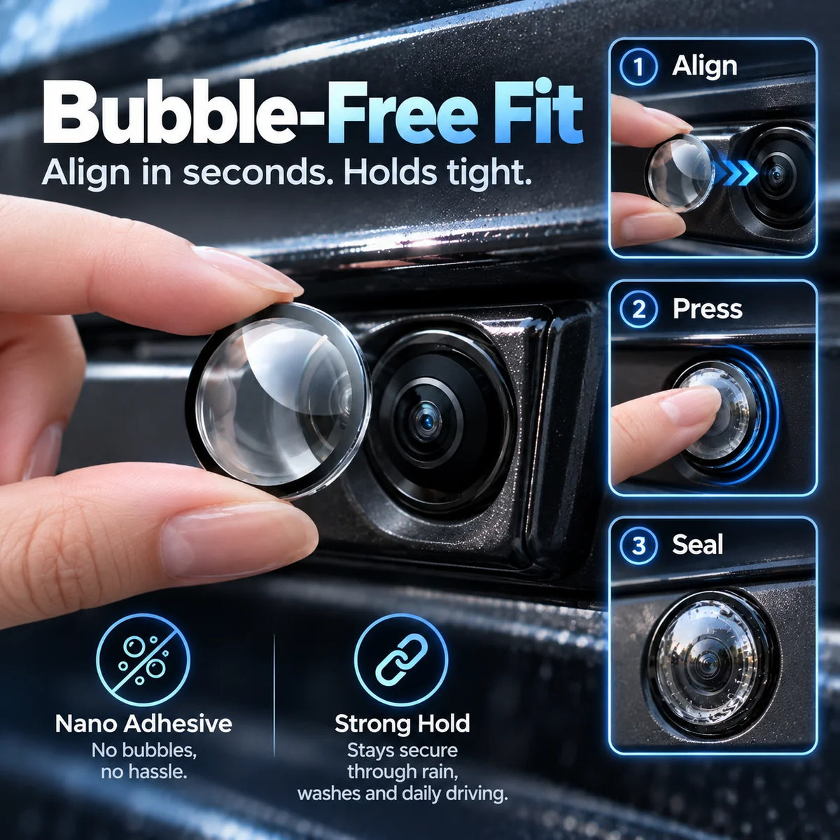 🚘Anti-Rain & Scratch Car Camera Film (4-Pack) 💧