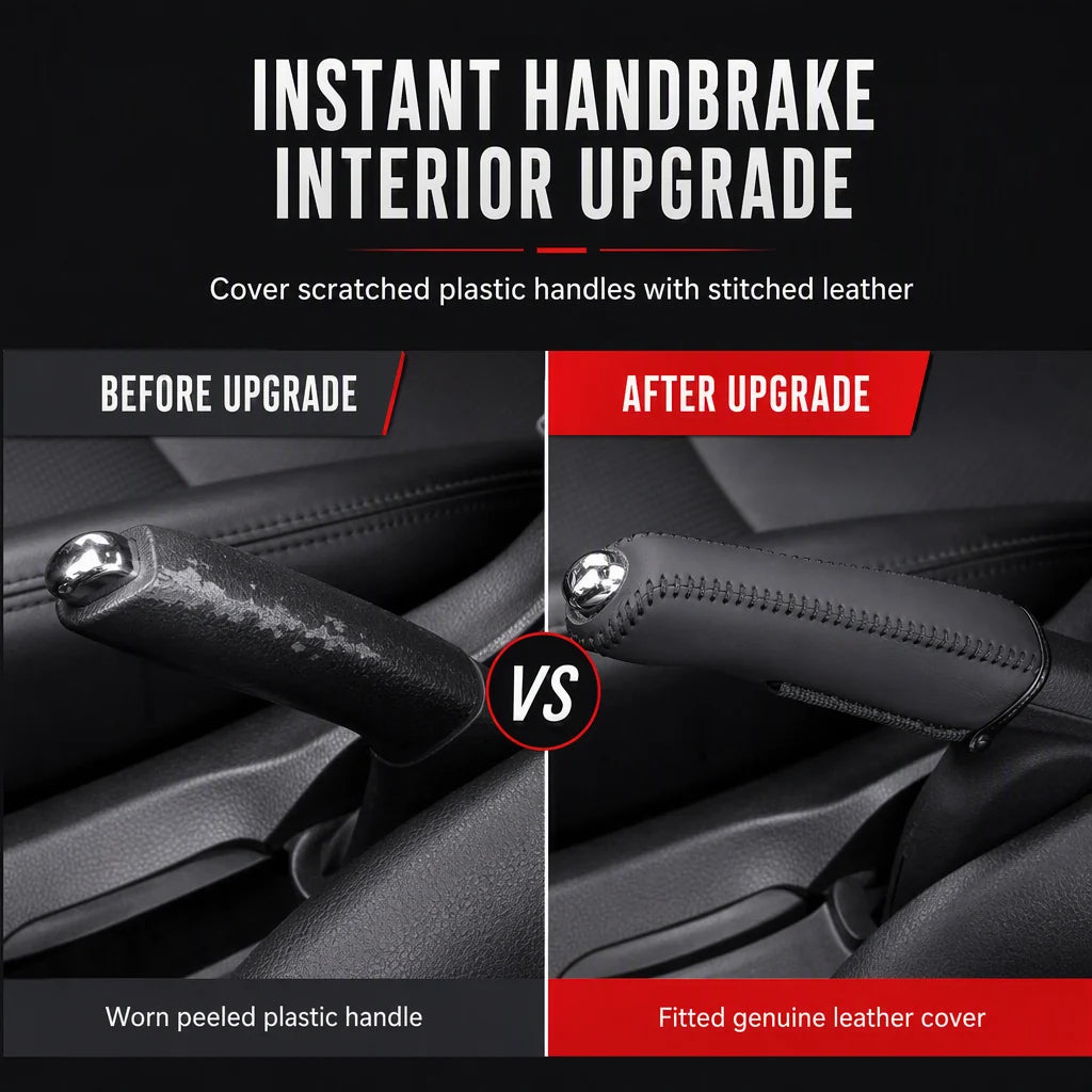 ⏳🔥limited-time 50% Off! ⏰✋ Universal Car Handbrake Protective Cover Sleeve – Pu Leather, Anti-slip, Interior Upgrade 🚗✨