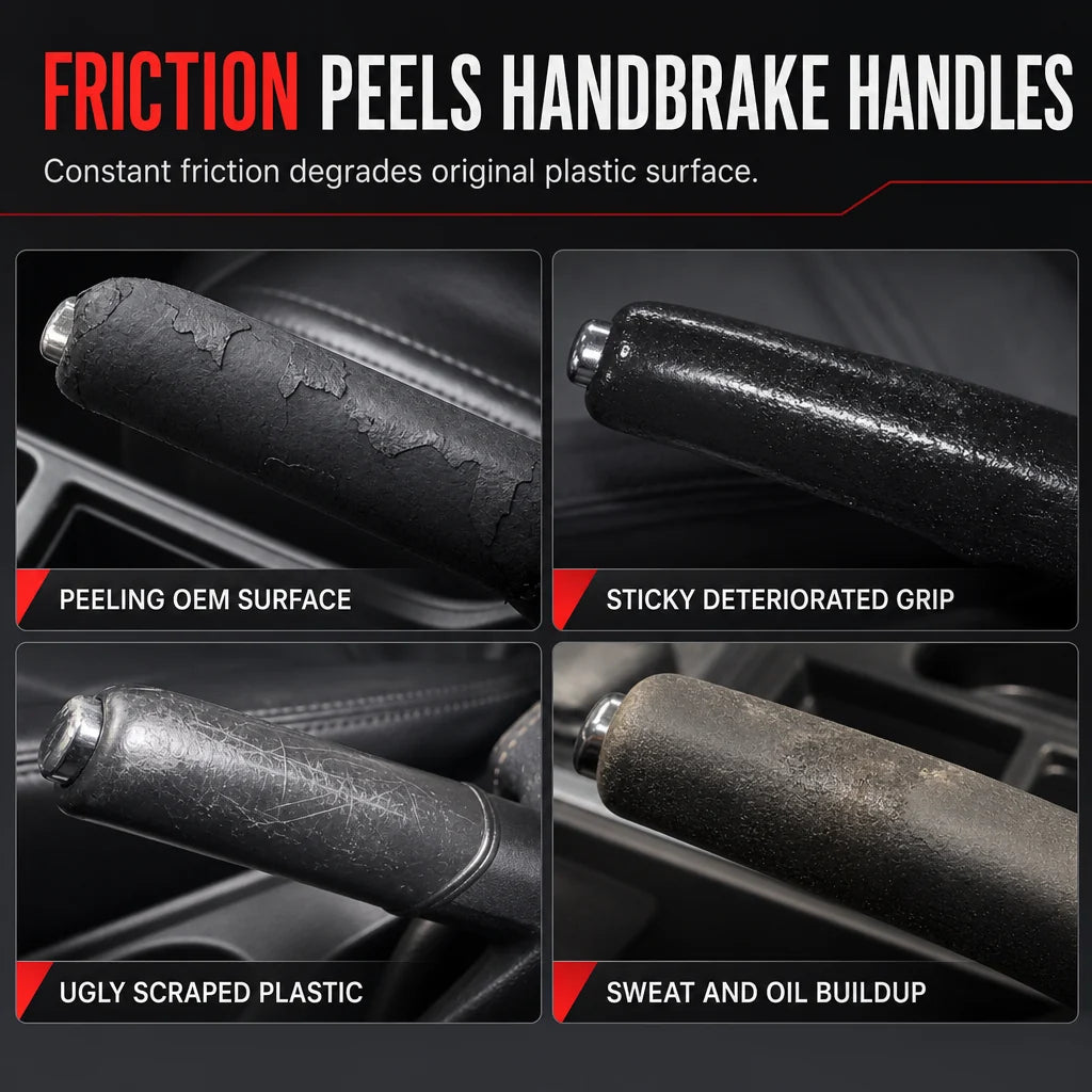⏳🔥limited-time 50% Off! ⏰✋ Universal Car Handbrake Protective Cover Sleeve – Pu Leather, Anti-slip, Interior Upgrade 🚗✨