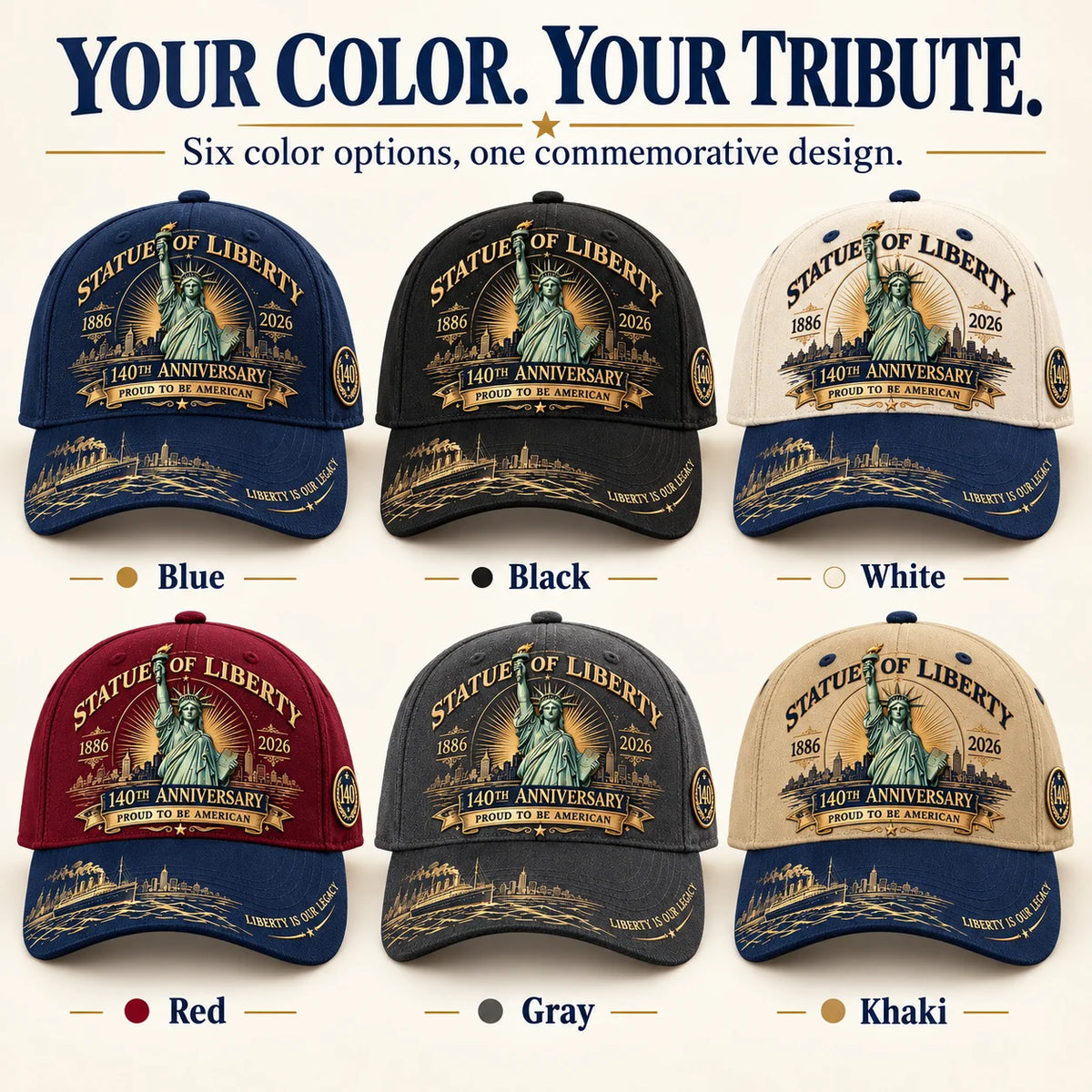 💝 Last Day 49% Off – 🗽 Statue of Liberty 140th Anniversary 1886–2026 Heritage Cap | Cotton-Poly Blend • Commemorative Design • Adjustable Fit 🇺🇸
