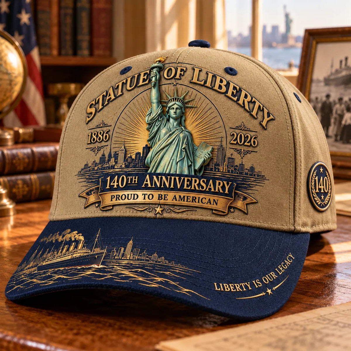 💝 Last Day 49% Off – 🗽 Statue of Liberty 140th Anniversary 1886–2026 Heritage Cap | Cotton-Poly Blend • Commemorative Design • Adjustable Fit 🇺🇸