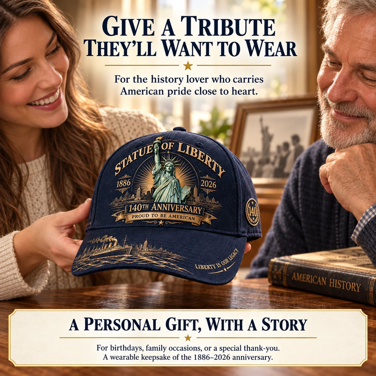 💝 Last Day 49% Off – 🗽 Statue of Liberty 140th Anniversary 1886–2026 Heritage Cap | Cotton-Poly Blend • Commemorative Design • Adjustable Fit 🇺🇸