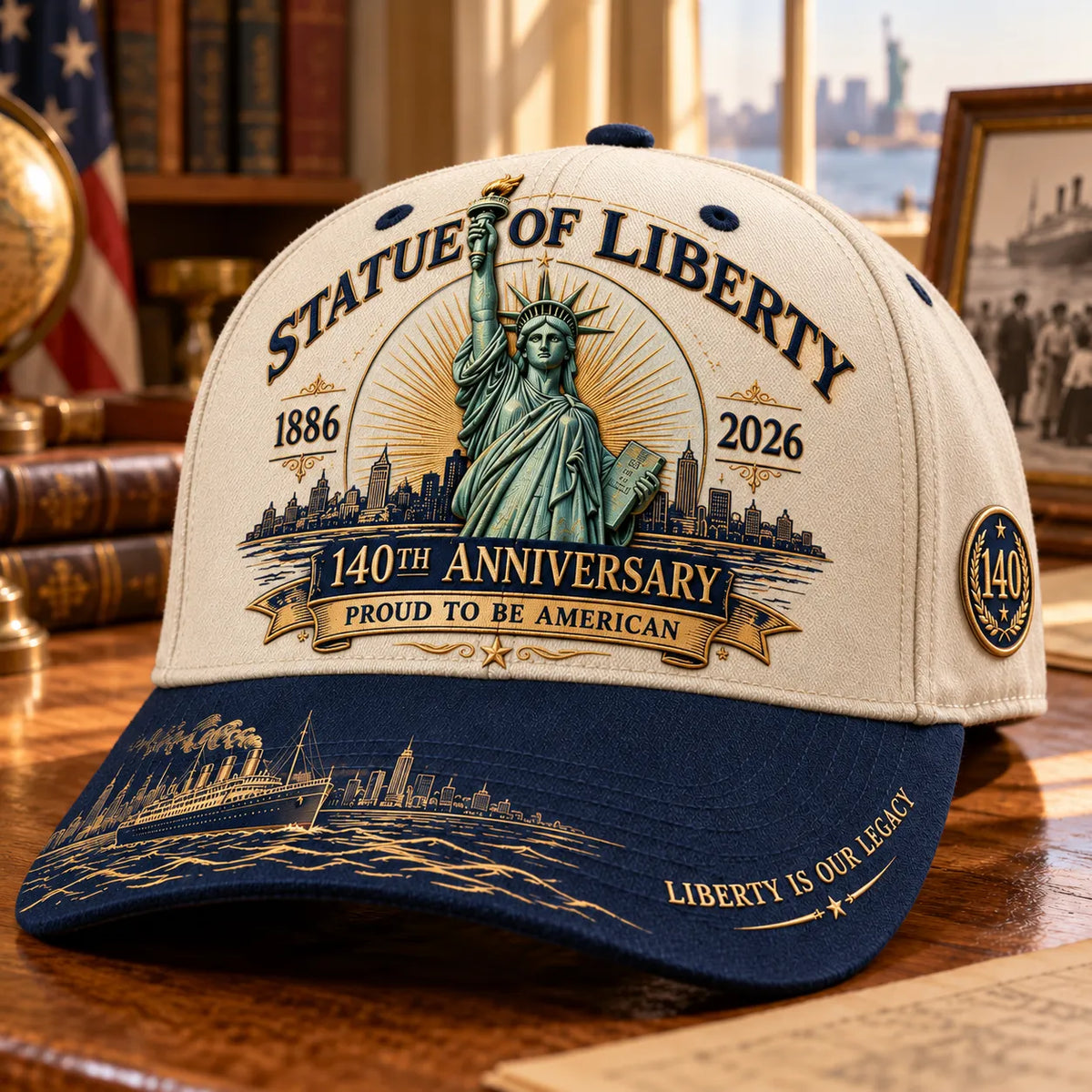💝 Last Day 49% Off – 🗽 Statue of Liberty 140th Anniversary 1886–2026 Heritage Cap | Cotton-Poly Blend • Commemorative Design • Adjustable Fit 🇺🇸