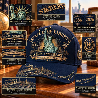 💝 Last Day 49% Off – 🗽 Statue of Liberty 140th Anniversary 1886–2026 Heritage Cap | Cotton-Poly Blend • Commemorative Design • Adjustable Fit 🇺🇸