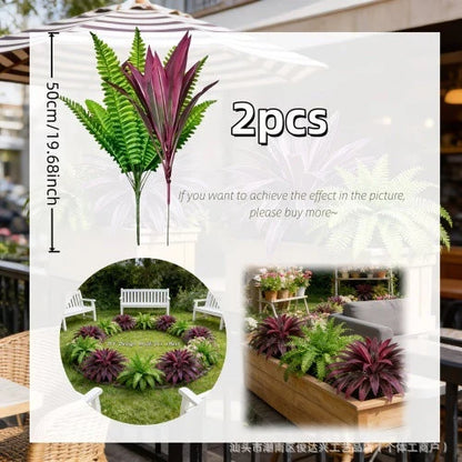 🔥UV‑Resistant Artificial Fern & Red Dracaena Decor Plants