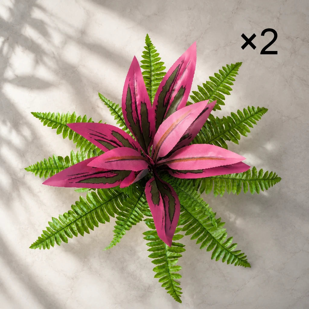 🔥UV‑Resistant Artificial Fern & Red Dracaena Decor Plants