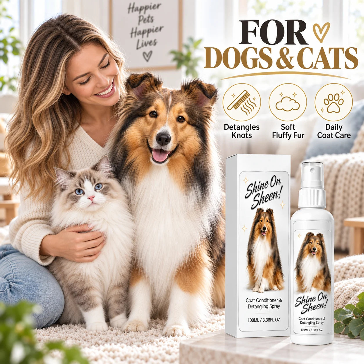 Pet detangling spray daily brushing routine