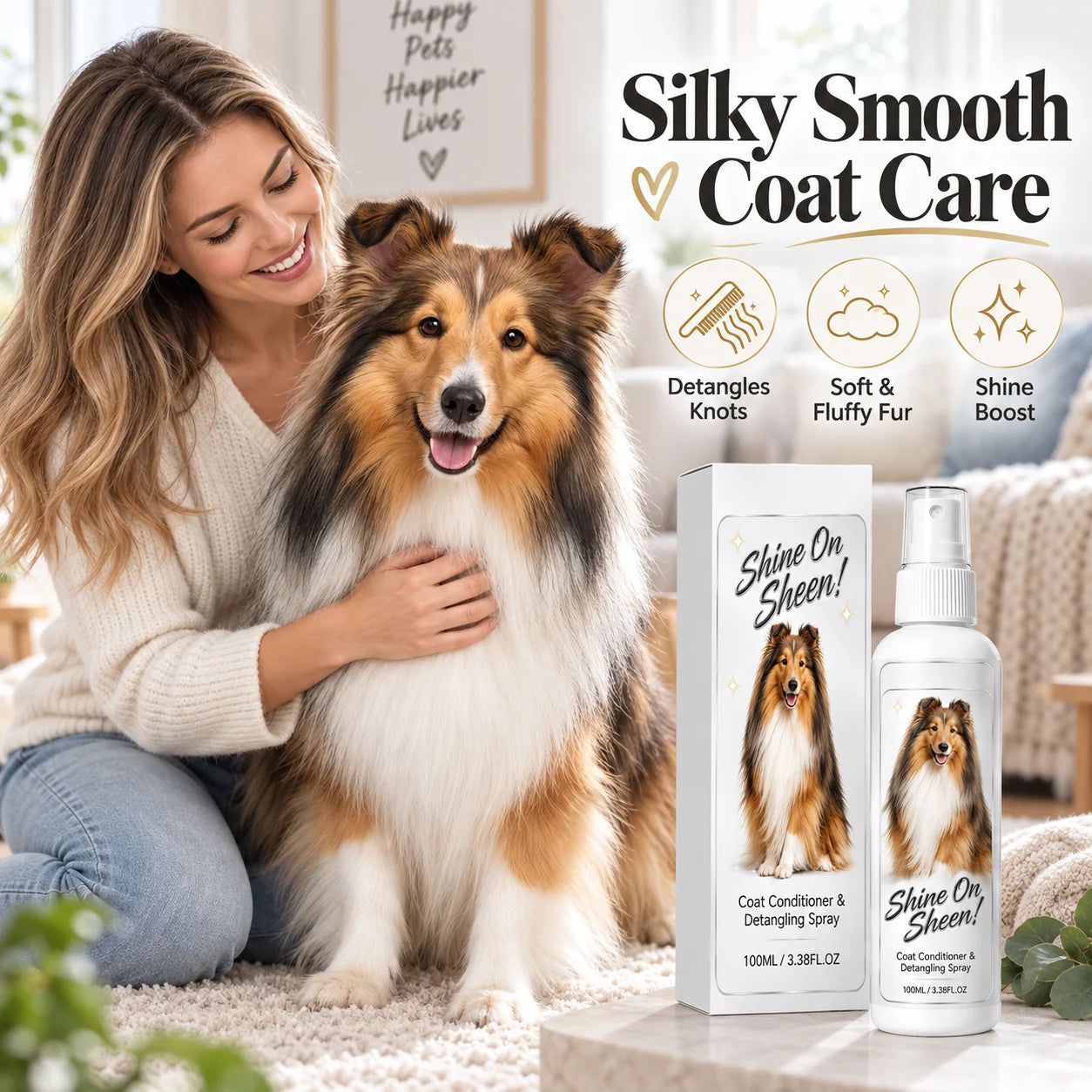 100ml pet detangling spray size and bottle view
