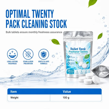 20 Pack White Round Effervescent Toilet Tank Freshener and Deodorizer Tablets