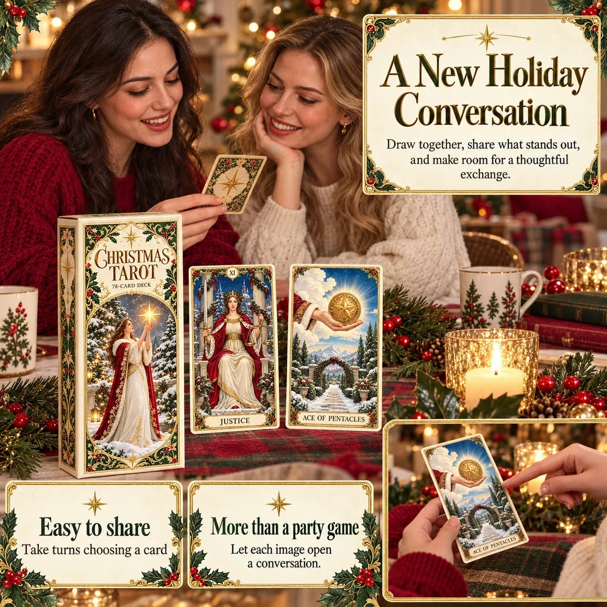 Last Day 49% OFF🎉-🔮 Yuletide Tarot Deck | 78 Festive Cards & A Guided 12-Day Holiday Ritual