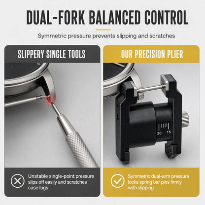 ⌚✨ Spring Bar Plier Tool – 50% Off! Dual-fork Precision, Adjustable Mm Scale, Replaceable Alloy Tips – Scratch-free Strap Changes. 🛠️