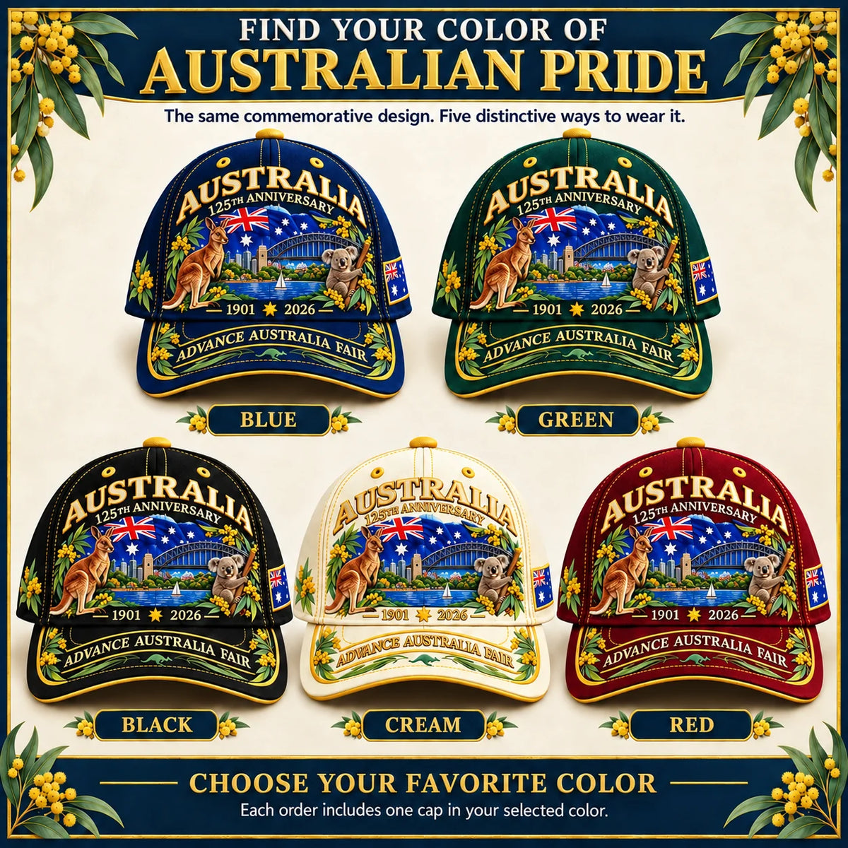 🦘Australia 125th Anniversary 1901–2026 Commemorative Cap