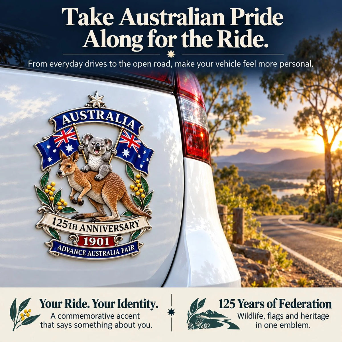 🦘Australia 125th Anniversary Commemorative Metal Car Emblem