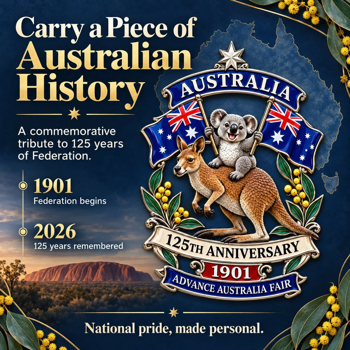 🦘Australia 125th Anniversary Commemorative Metal Car Emblem