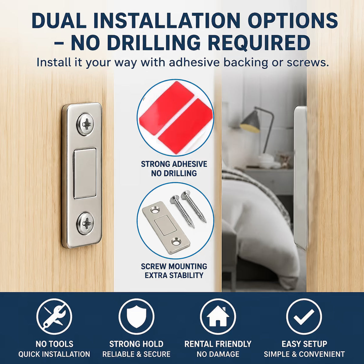 🧲 Magnetic Door Catch – Strong Hold for Cabinets, Closets & Interior Doors