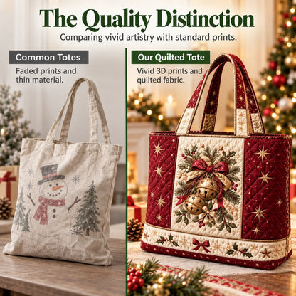 🎄❤️ Festive Quilted Shopper Bag – Spacious Holiday Carryall for Gifts & More
