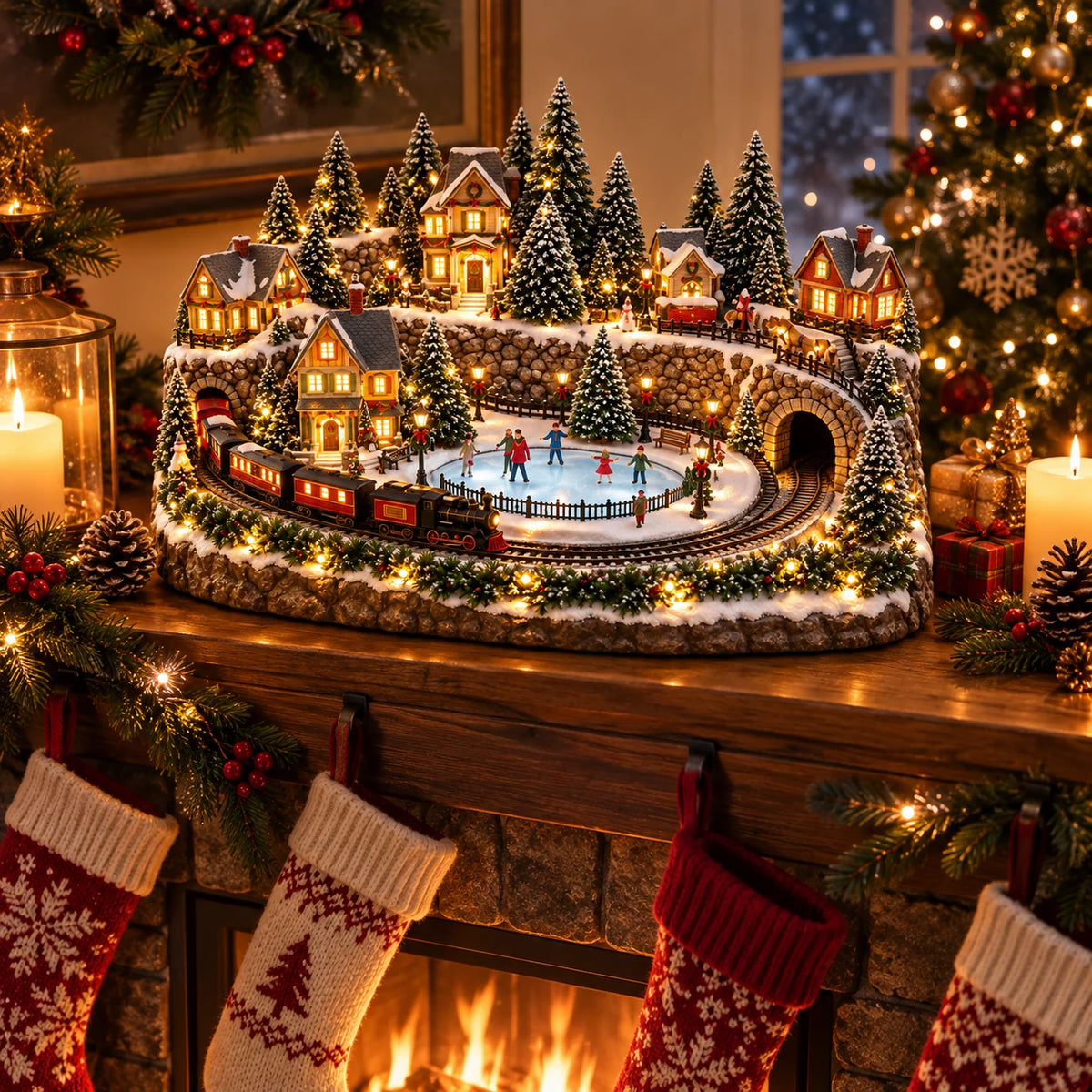 🚞🎄Last day to save 49% –✨ Animated Holiday Train & Ice Rink Scene