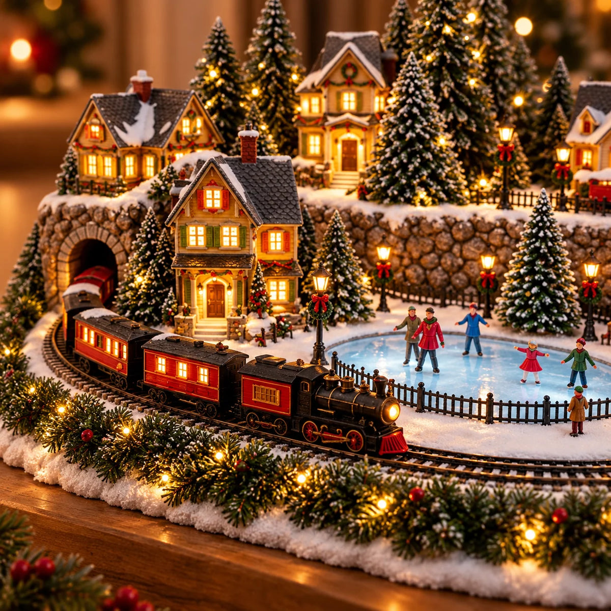 🚞🎄Last day to save 49% –✨ Animated Holiday Train & Ice Rink Scene