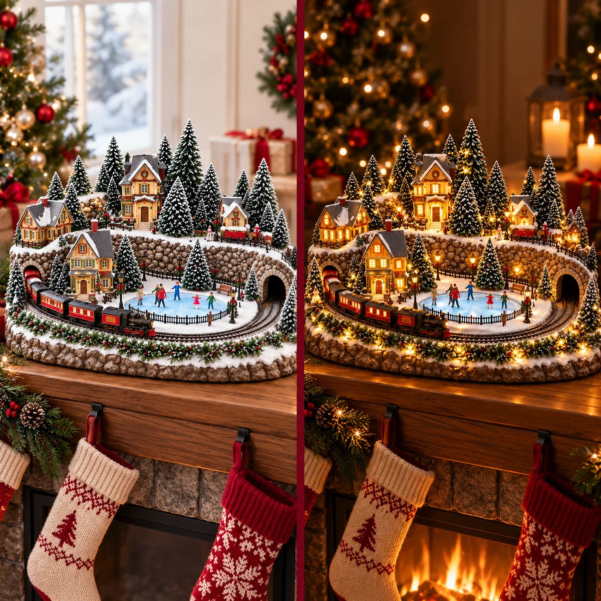 🚞🎄Last day to save 49% –✨ Animated Holiday Train & Ice Rink Scene