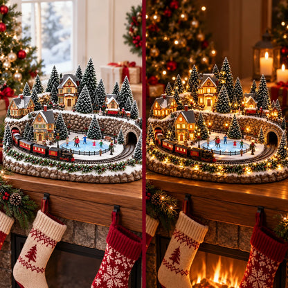 🚞🎄Last day to save 49% –✨ Animated Holiday Train & Ice Rink Scene