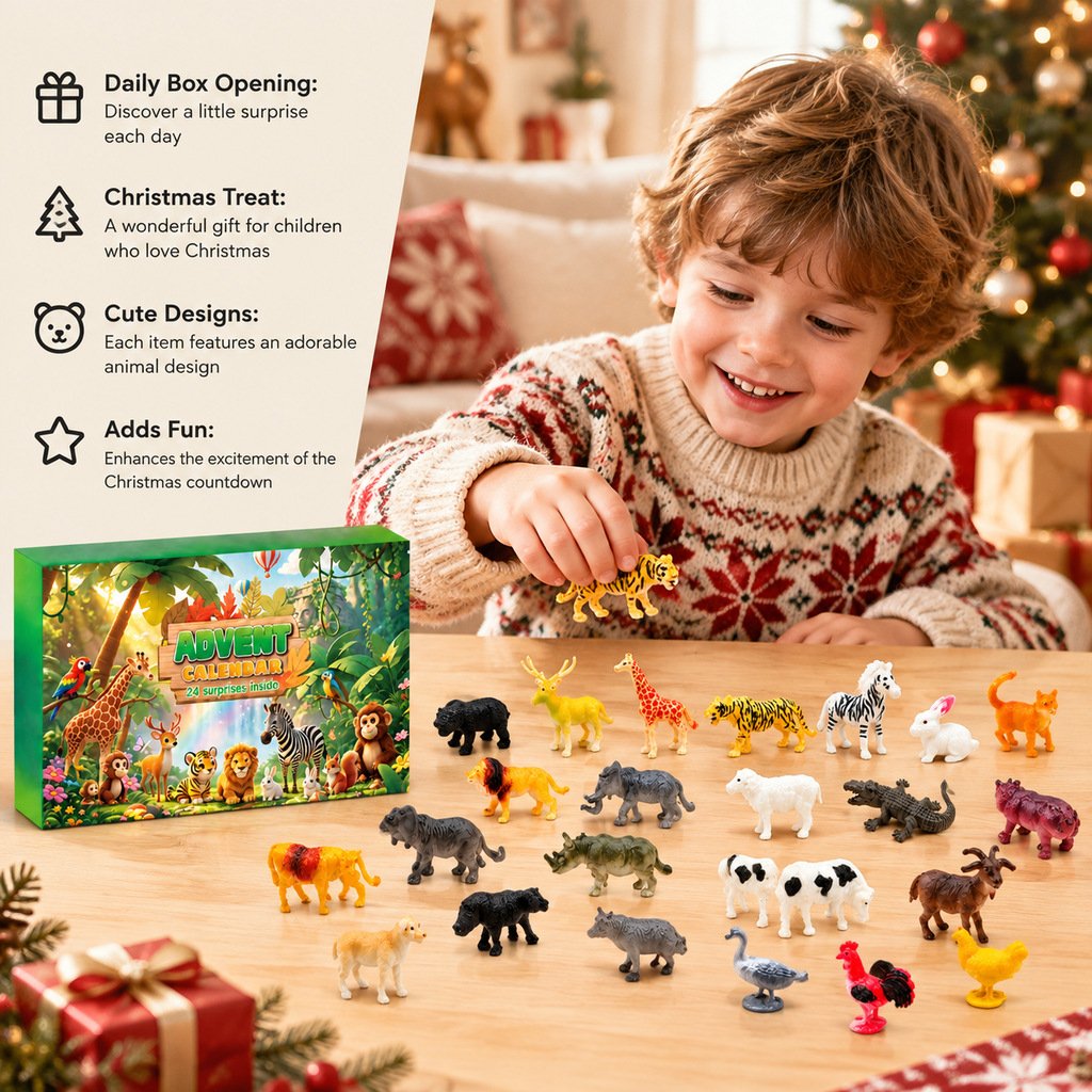 🎄24pcs Mini Animal Blind Box Advent Calendar ✨Christmas 24 Days Countdown Surprise Toy for Kids