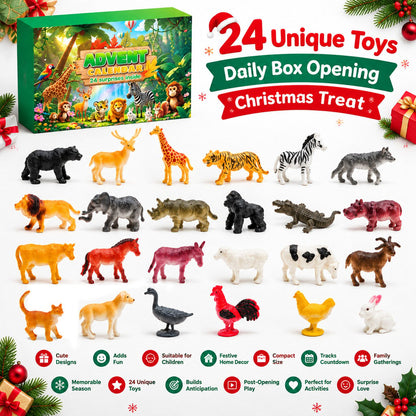 🎄24pcs Mini Animal Blind Box Advent Calendar ✨Christmas 24 Days Countdown Surprise Toy for Kids